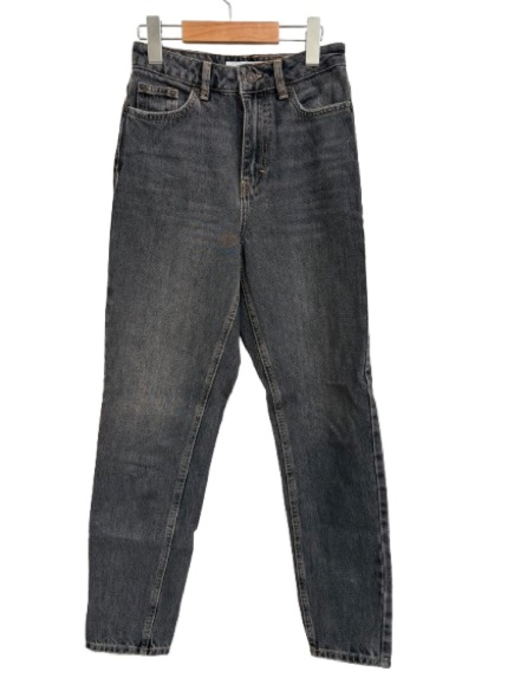 Topshop High-Rise Slim Taper "Mom" Jeans - Charcoal Wash - Picture 1 of 3